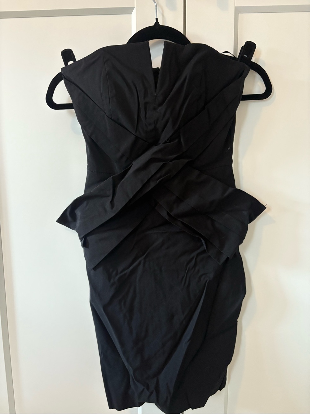Miss Selfridge Black Strapless Peplum Sheath Dress